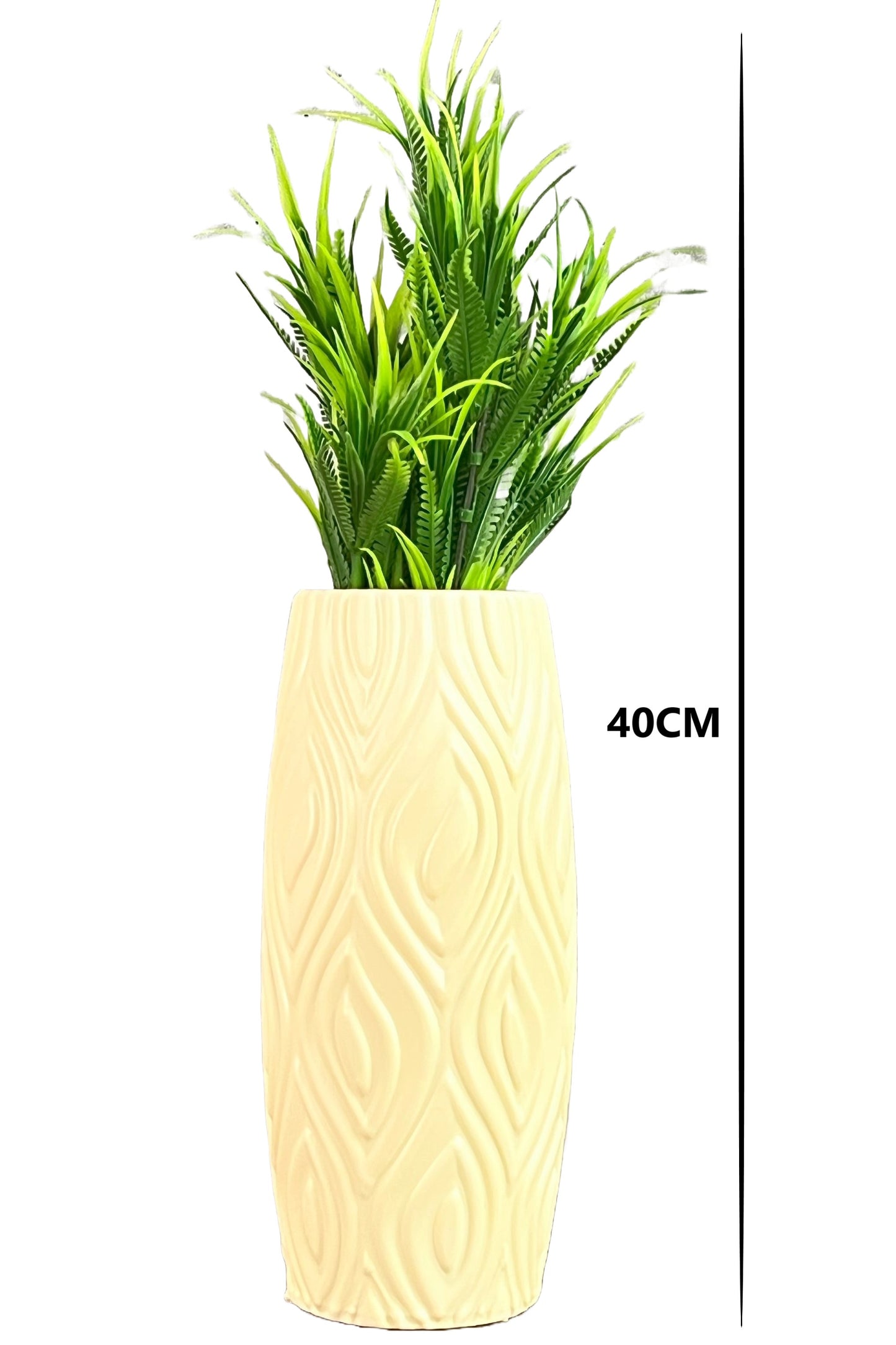 Akaar Artificial Fern Green Bunch with Long Cylindrical Flower Vase
