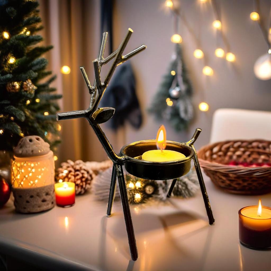 Iron Reindeer Tealight Candle Holders (Pack of 1 )
