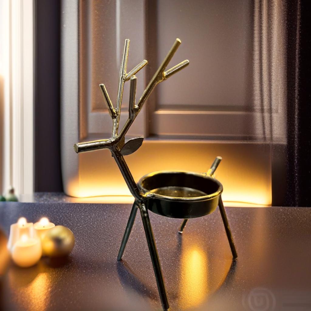 Iron Reindeer Tealight Candle Holders(2)