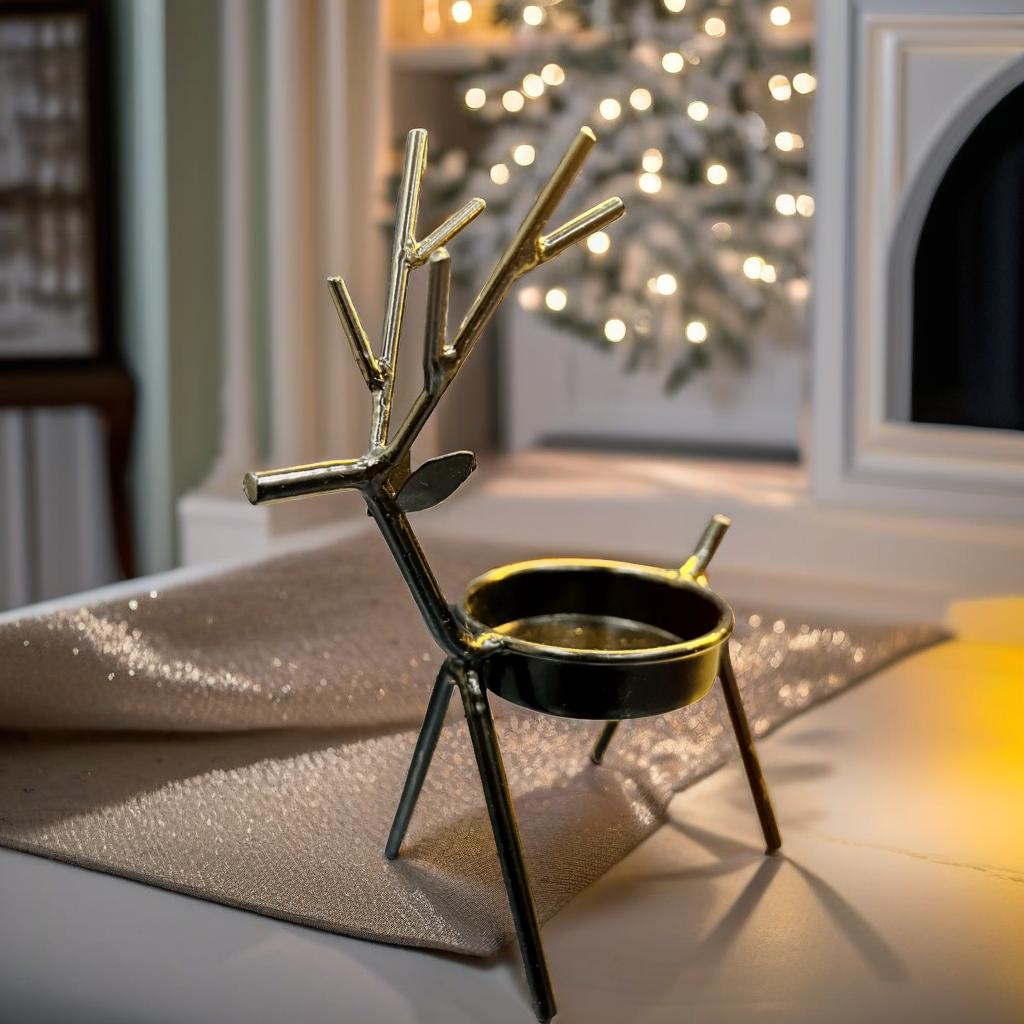 Iron Reindeer Tealight Candle Holders (Pack of 1 )
