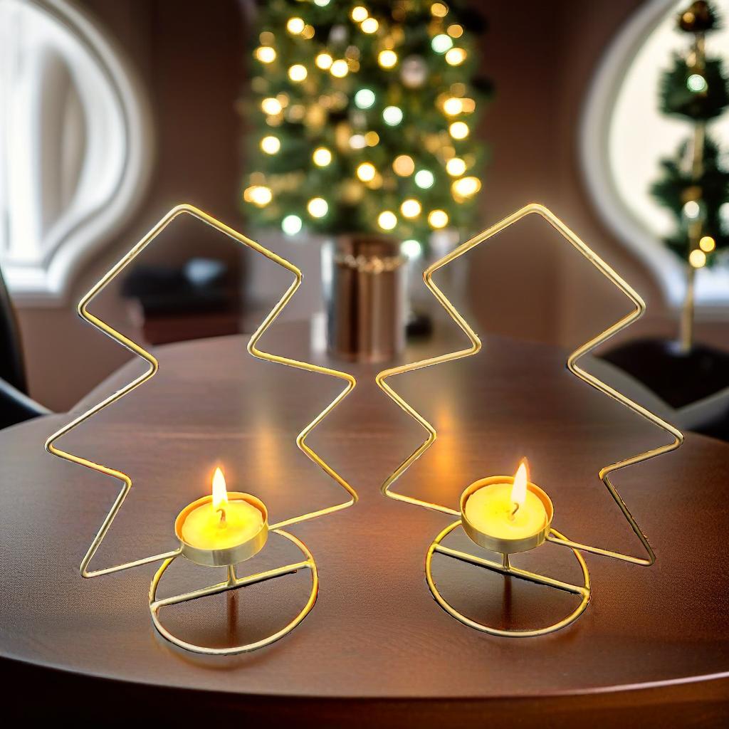 Iron Christmas Tree Tealight Candle Holders