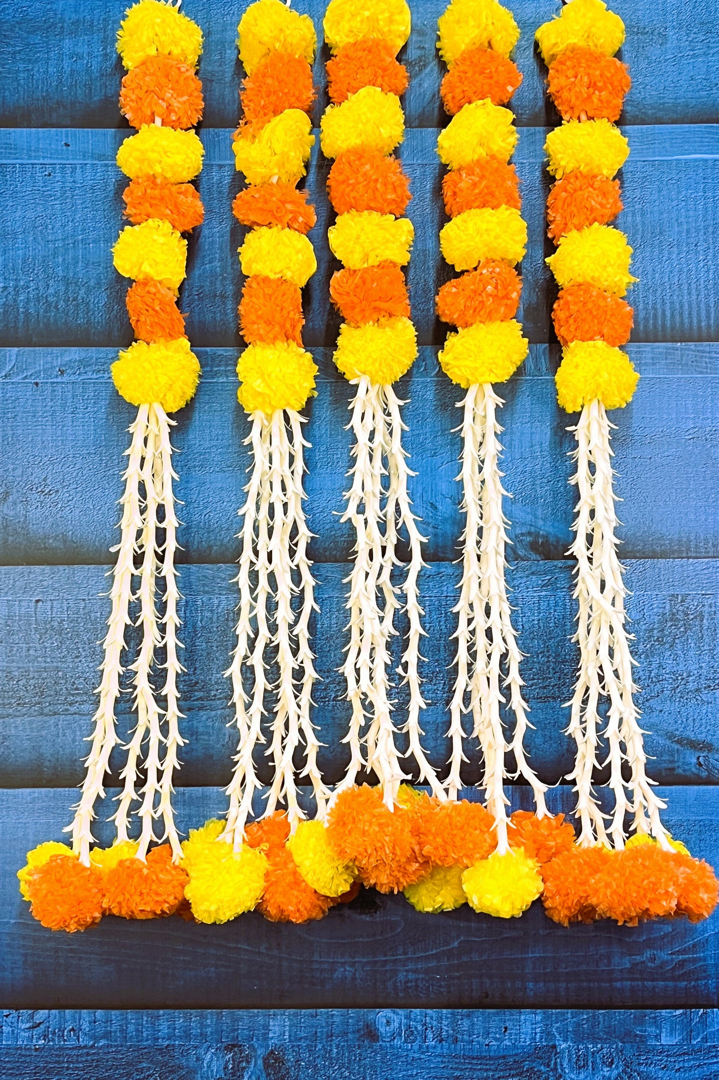 Akaar Marigold Garland with Jasmine and Marigold Endings (Pack of 5)