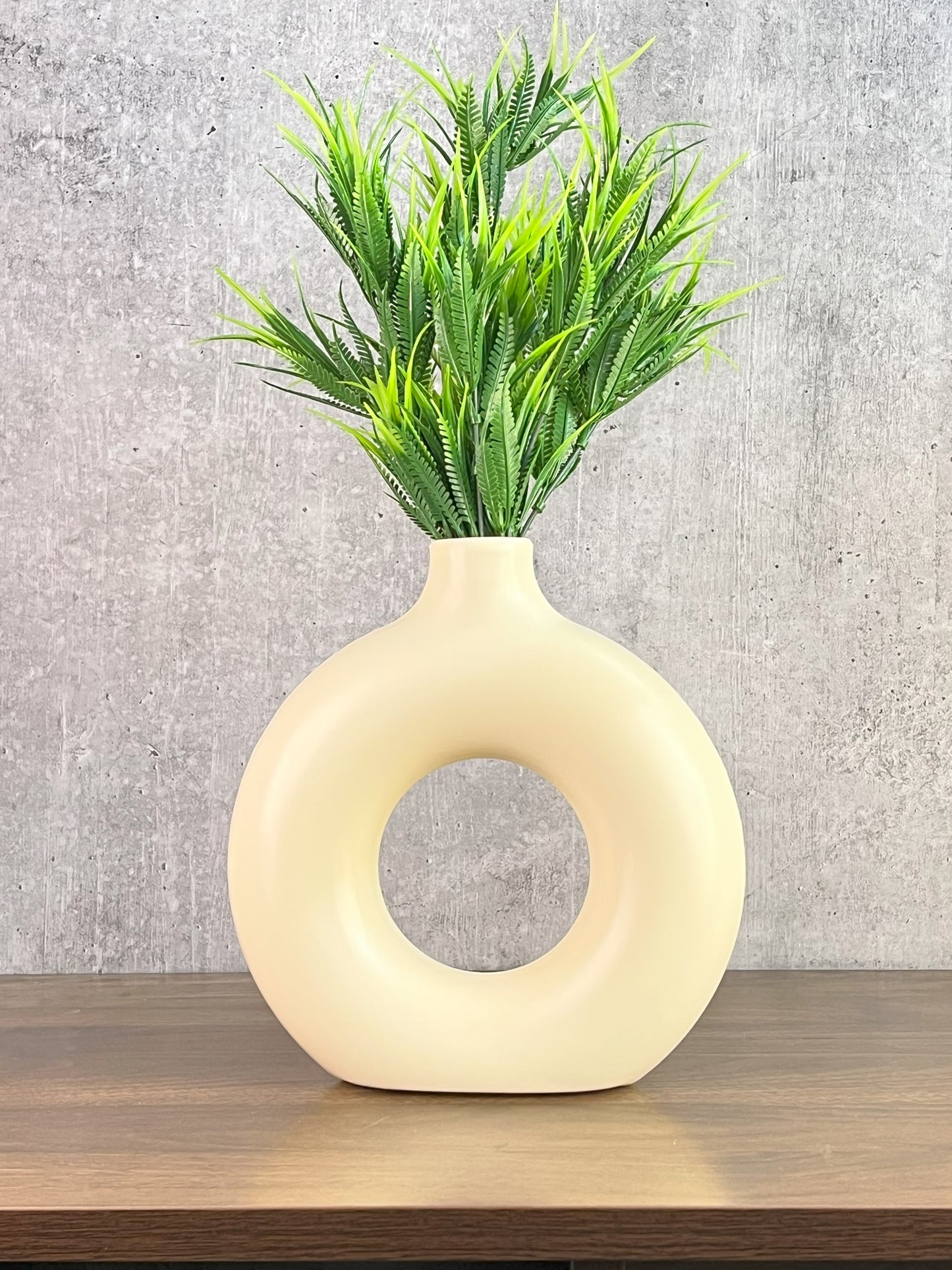 Akaar Artificial Fern Green Bunch with Donut Pot for House decor