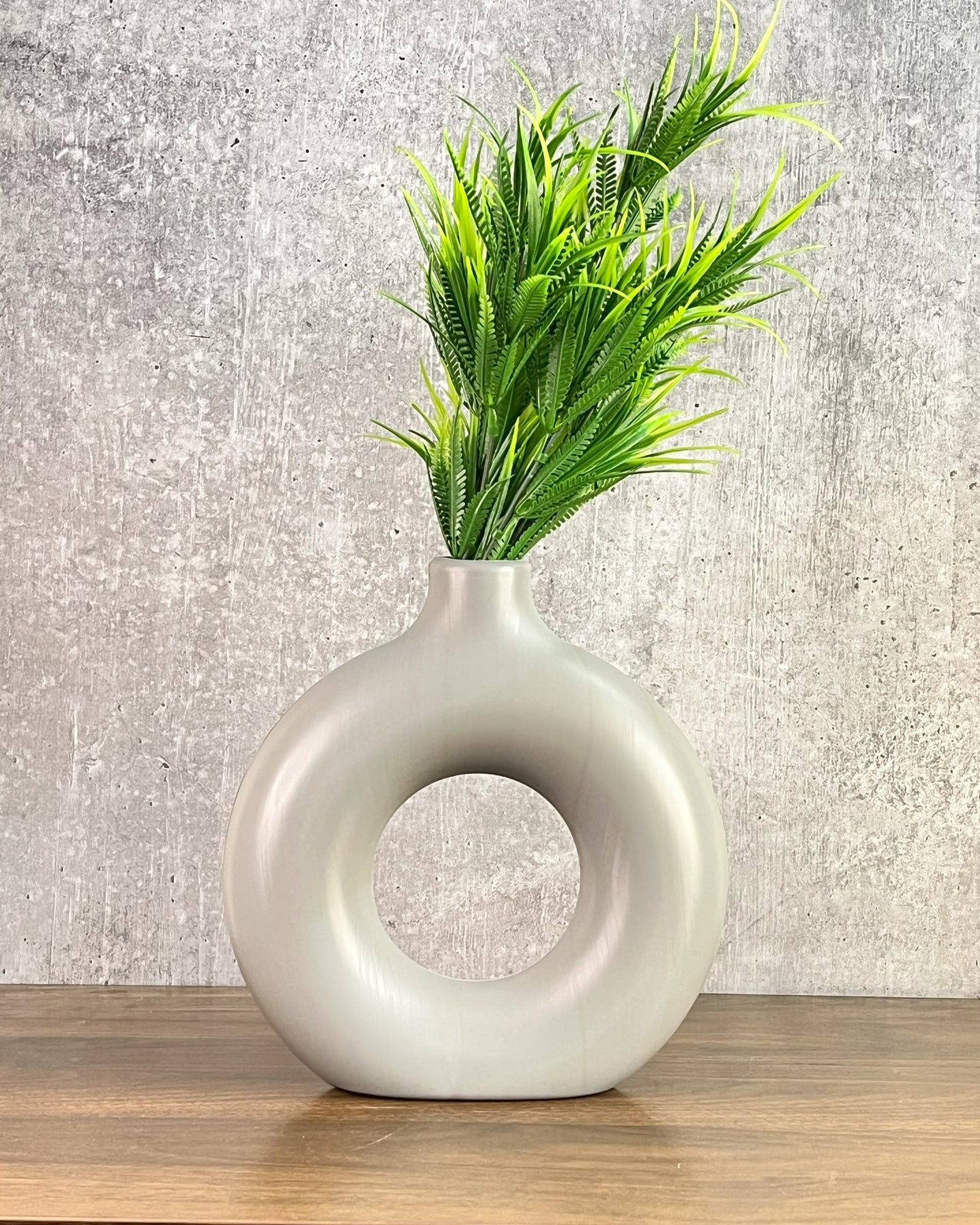 Akaar Artificial Fern Green Bunch with Donut Pot for House decor