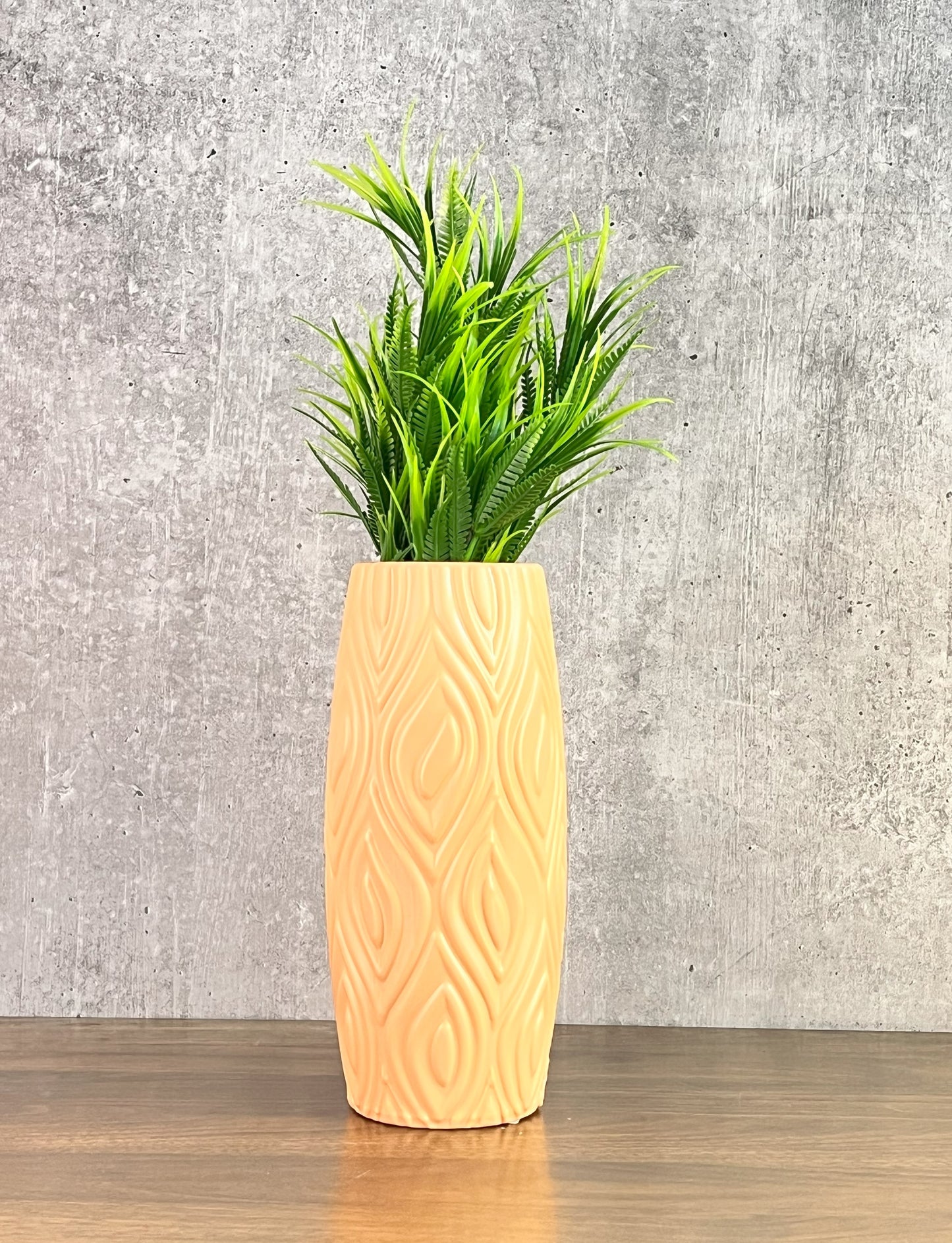 Akaar Artificial Fern Green Bunch with Long Cylindrical Flower Vase