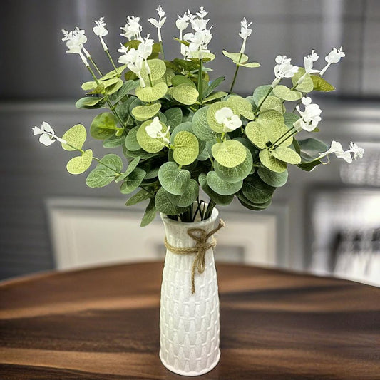 Combo Set of Hard Plastic Unbreakable Vase (Green Eucalyptus with Vase)