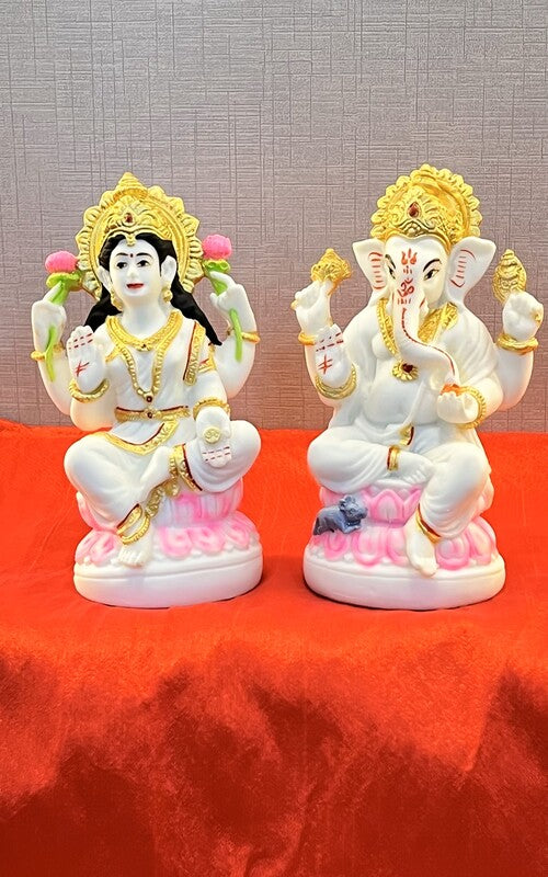 Akaar Ganesh Laxmi Idol for Diwali Pooja in Marble Dust