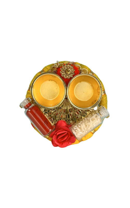Akaar Small Pooja Thali with attached roli and chawal