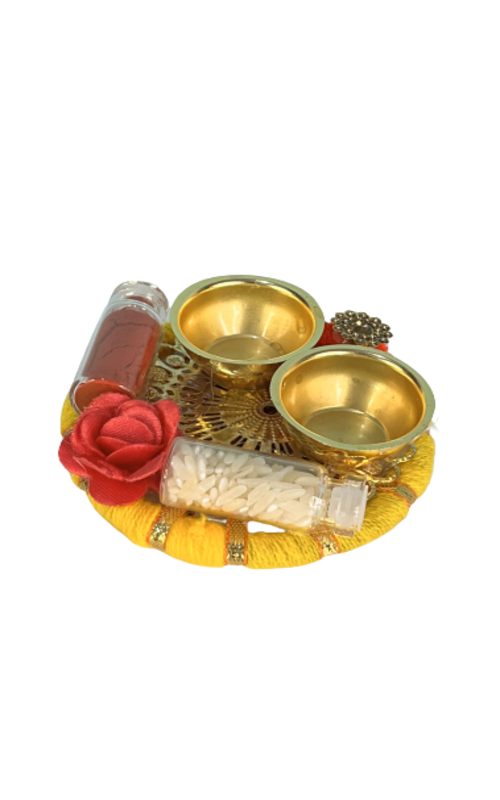 Akaar Small Pooja Thali with attached roli and chawal