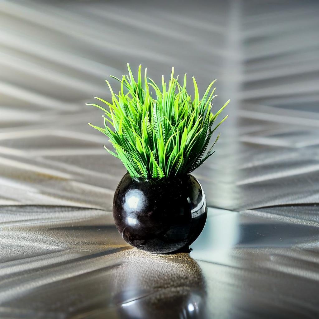 Akaar Artificial Plants for Decoration - Black Ceramic Pot with Fern