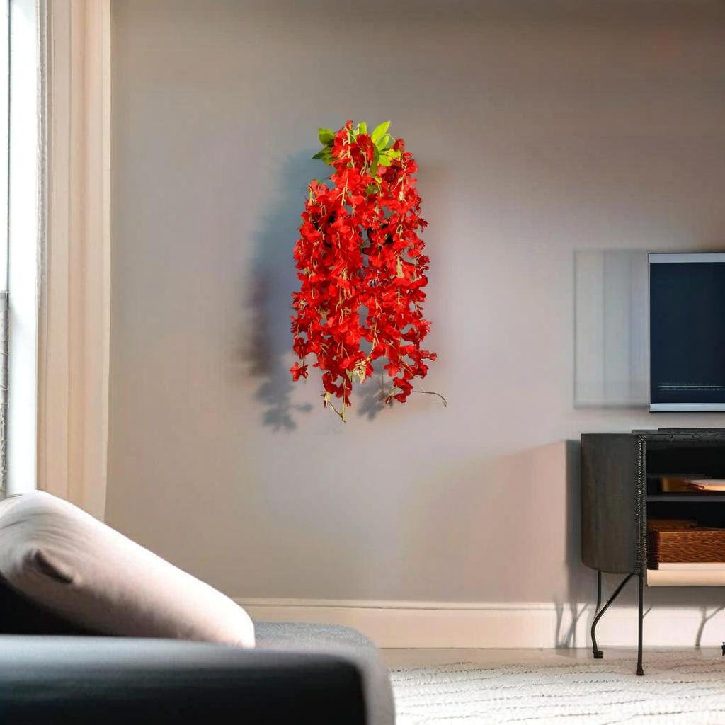 Akaar Décor Artificial Flowers for Wall Decoration : Wisteria Sticks with Metal Holder (Pack of 4 Sticks)