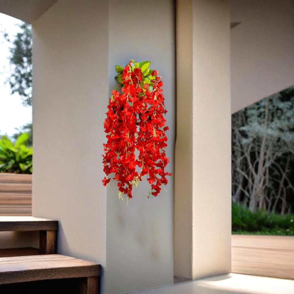 Akaar Décor Artificial Flowers for Wall Decoration : Wisteria Sticks with Metal Holder (Pack of 4 Sticks)