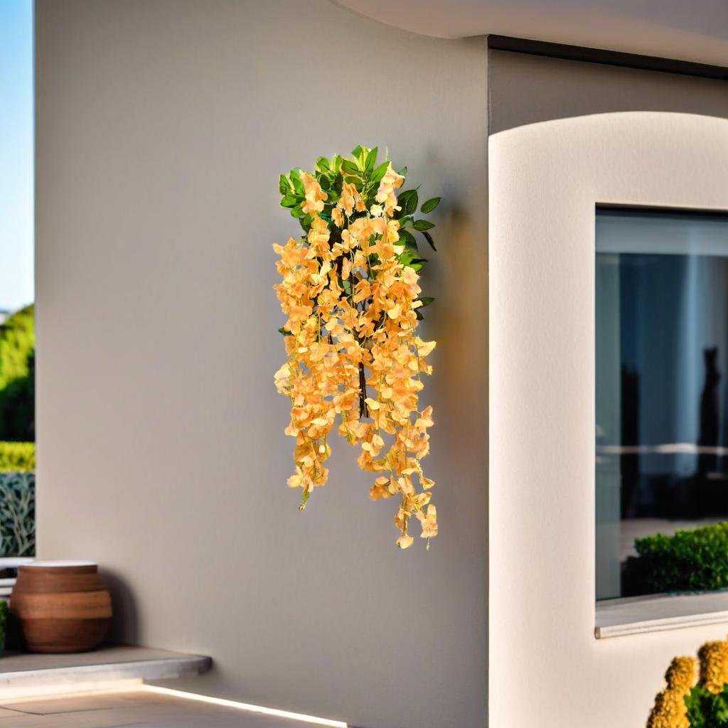 Akaar Décor Artificial Flowers for Wall Decoration : Wisteria Sticks with Metal Holder (Pack of 4 Sticks)