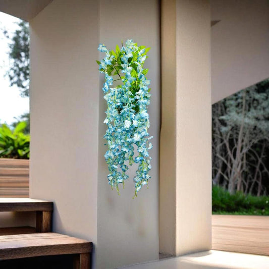 Akaar Décor Artificial Flowers for Wall Decoration : Wisteria Sticks with Metal Holder (Pack of 4 Sticks)