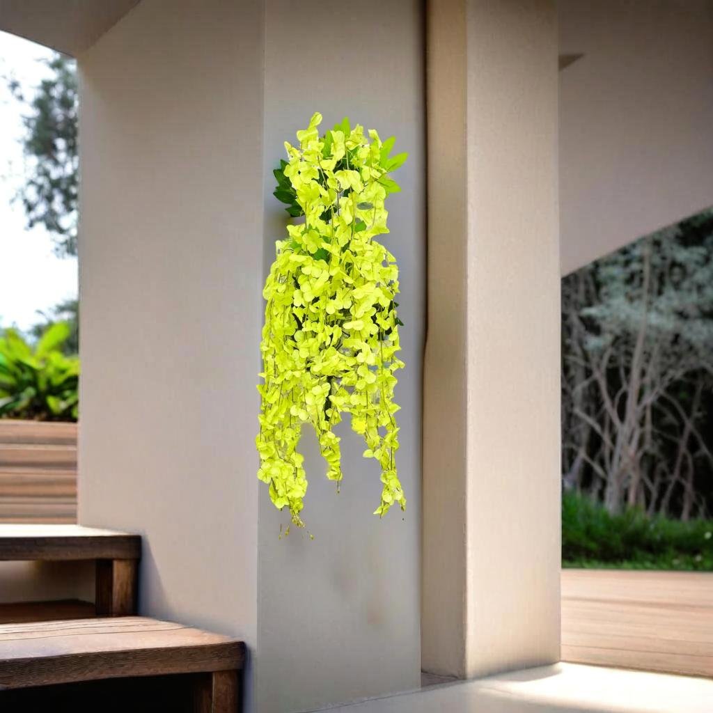 Akaar Décor Artificial Flowers for Wall Decoration : Wisteria Sticks with Metal Holder (Pack of 4 Sticks)