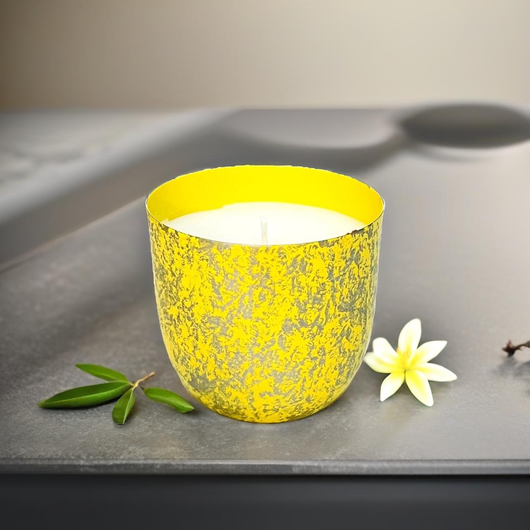 Akaar Decor Range of Metallic Glow Scented Candles for Home Decor- Yellow Ylang Ylang