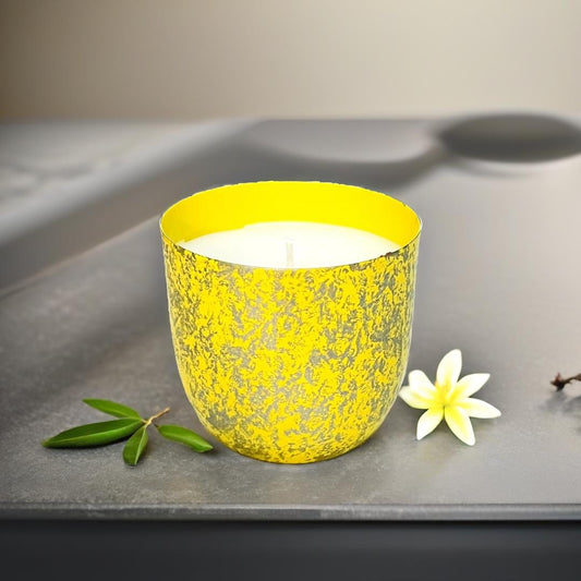 Akaar Decor Range of Metallic Glow Scented Candles for Home Decor- Yellow Ylang Ylang