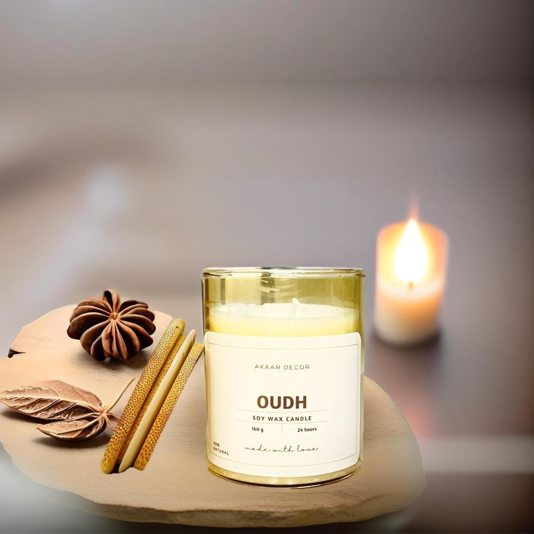Akaar Decor Range of Rustic Earthy Scented Candles for Home Decor- Oudh