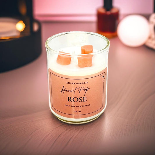 Akaar Decor Range of Colorful Heart-Pop Scented Candles for Home Decor- Red Rose