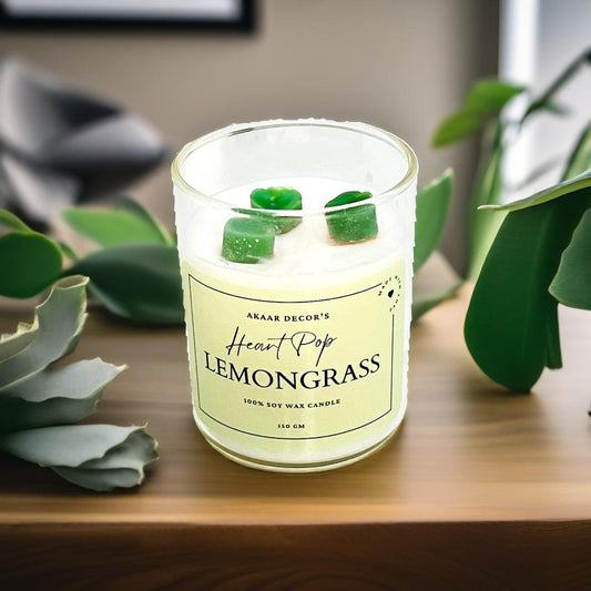 Akaar Decor Range of Colorful Heart-Pop Scented Candles for Home Decor- Green Lemongrass