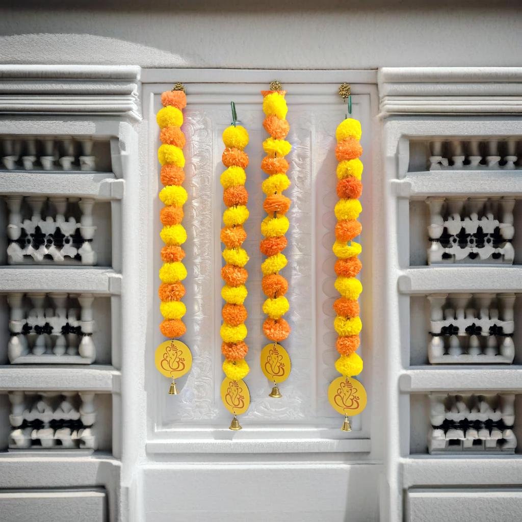 Akaar Decor's Diwali Decoration Items : Marigold Garland Set with Religious Symbols