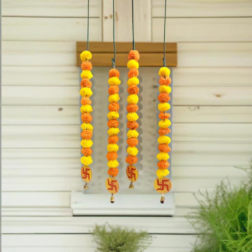 Akaar Decor's Diwali Decoration Items : Marigold Garland Set with Swastik