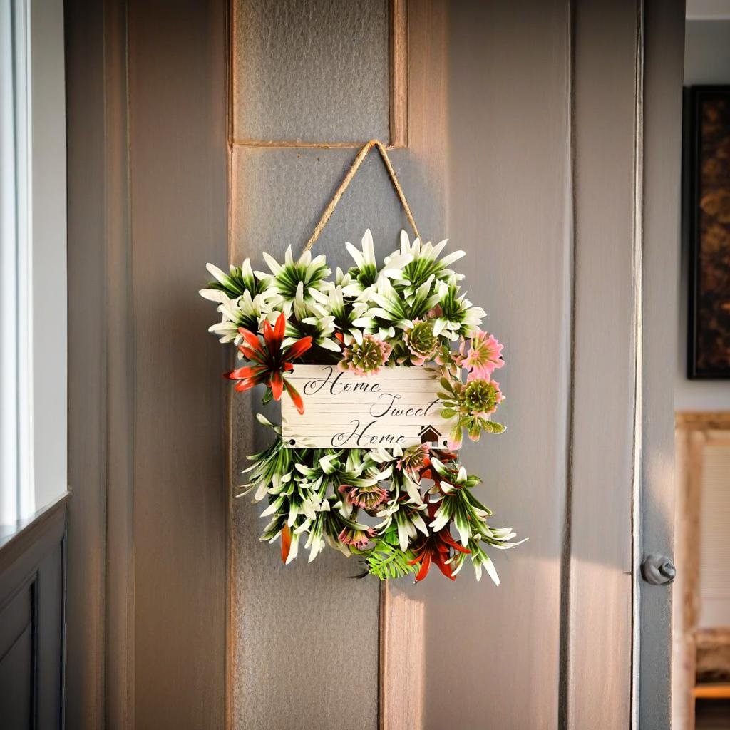 Akaar Decor's Artificial Foliage Home Sweet Home Wall Hanging for Front Door