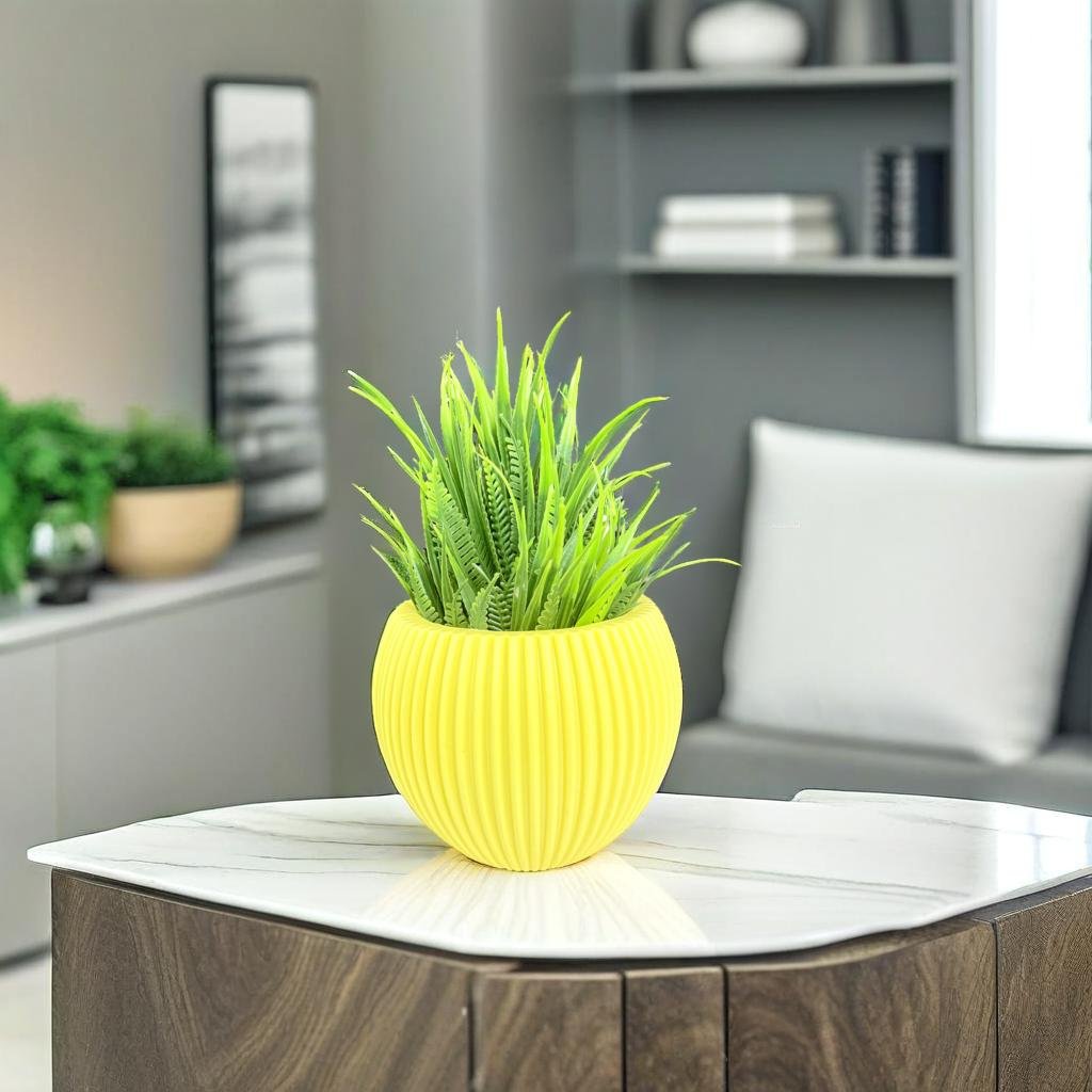 Akaar 2 Yellow Ava Pots with Fern