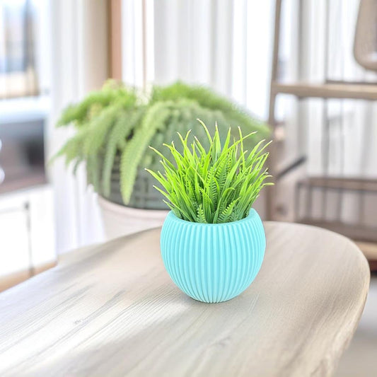 Akaar 1  Blue Ava Pots with Fern