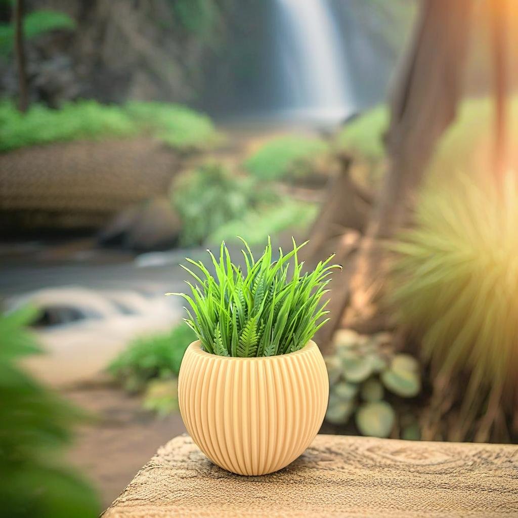 Akaar 1 Orange Ava Pot with Fern