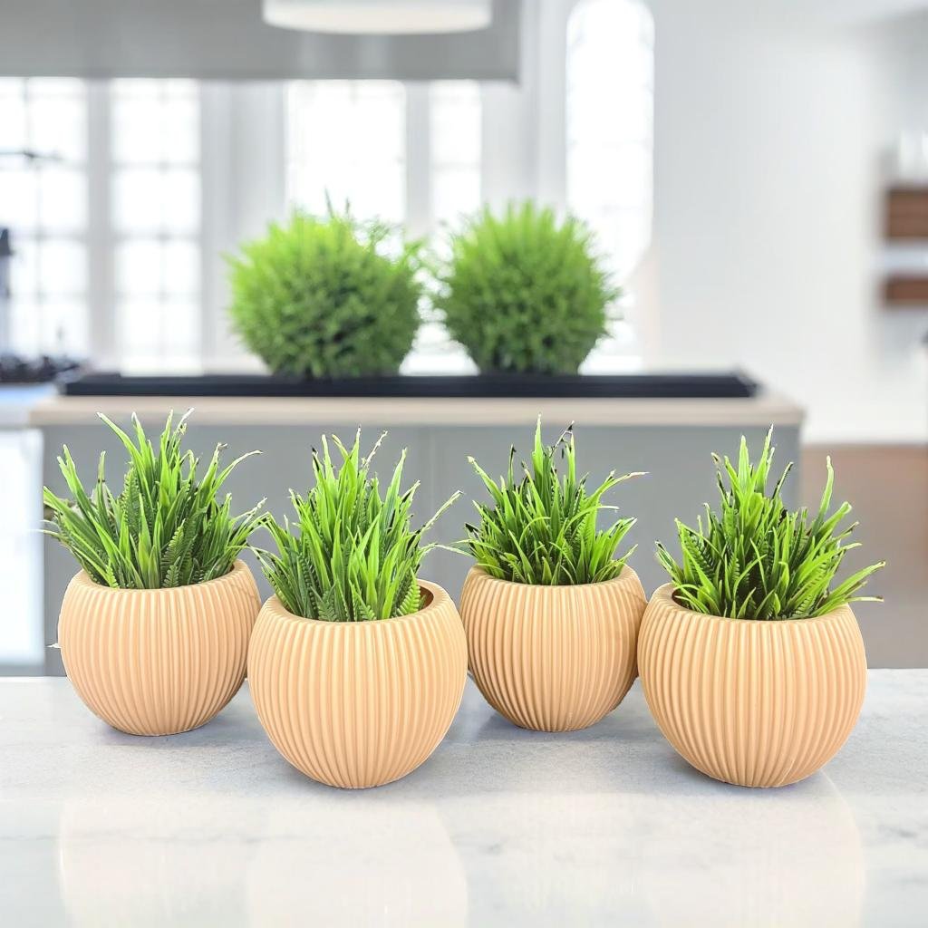 Akaar 4 Orange Ava Pot with Fern