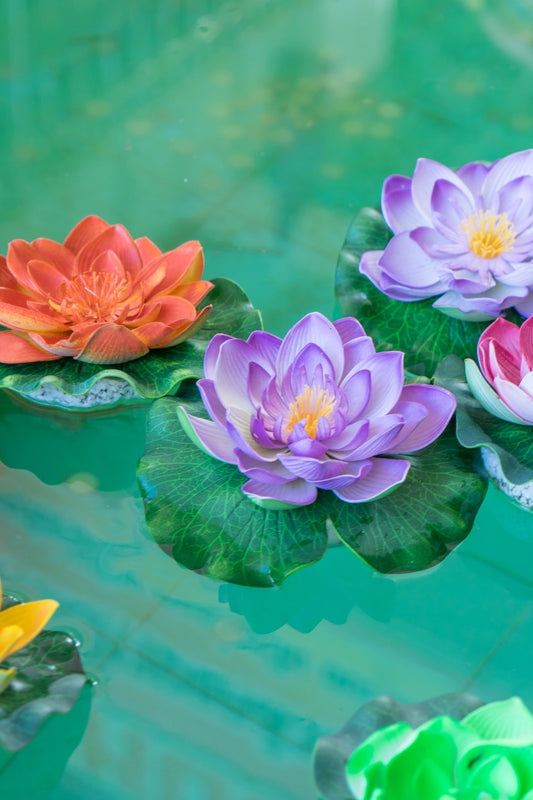 Akaar Set of 5 Floating Lotus for festive décor (Assorted colors)