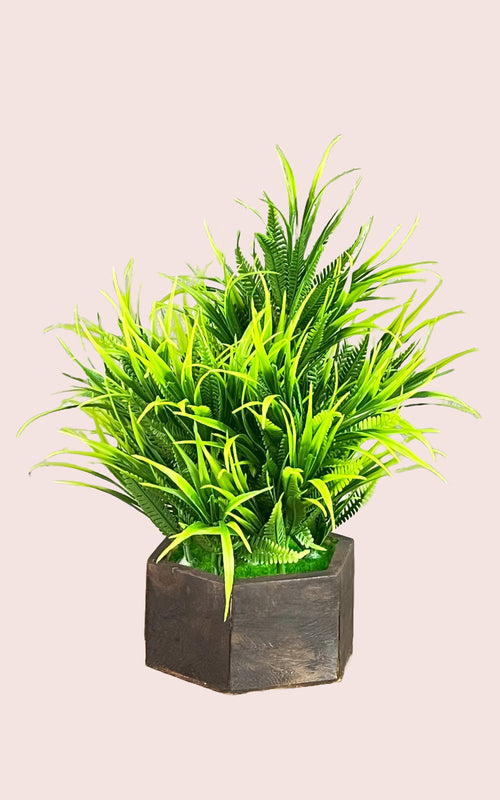 Akaar Artificial Fern Bonsai with Wooden pot for House Decor