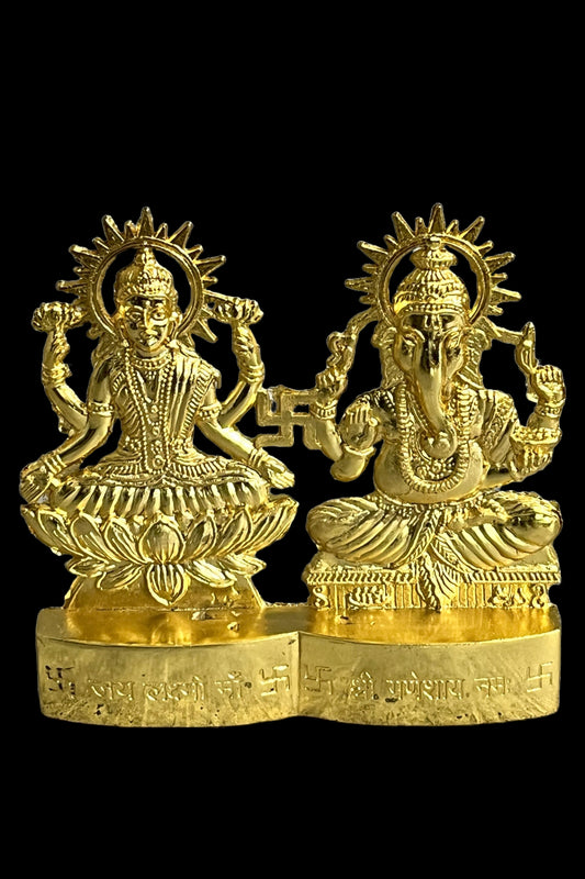 Akaar Golden Ganesh Laxmi Idol for Diwali Pooja in Metal