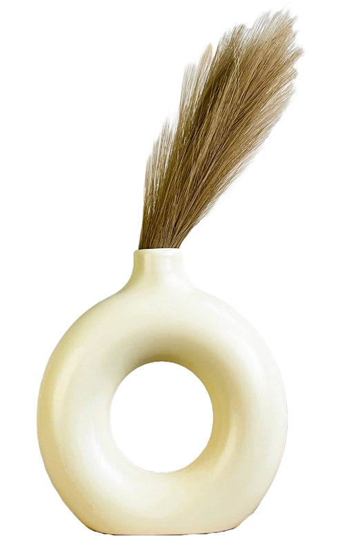 Akaar Artificial Pampas Grass (Pack of 2) with Donut Pot