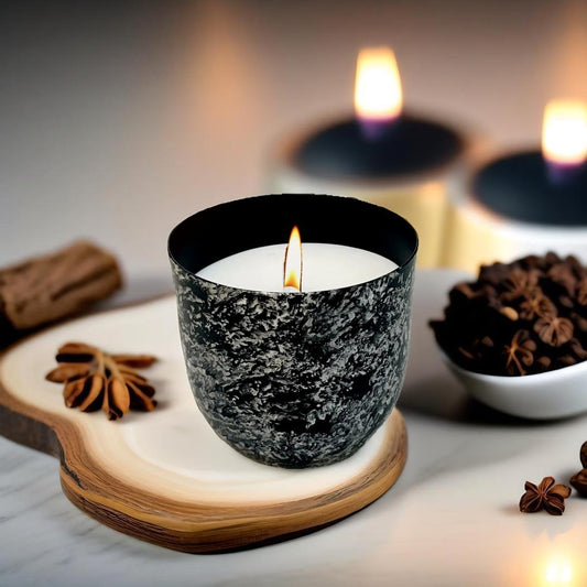 Akaar Decor Range of Metallic Glow Scented Candles for Home Decor- Black Oudh