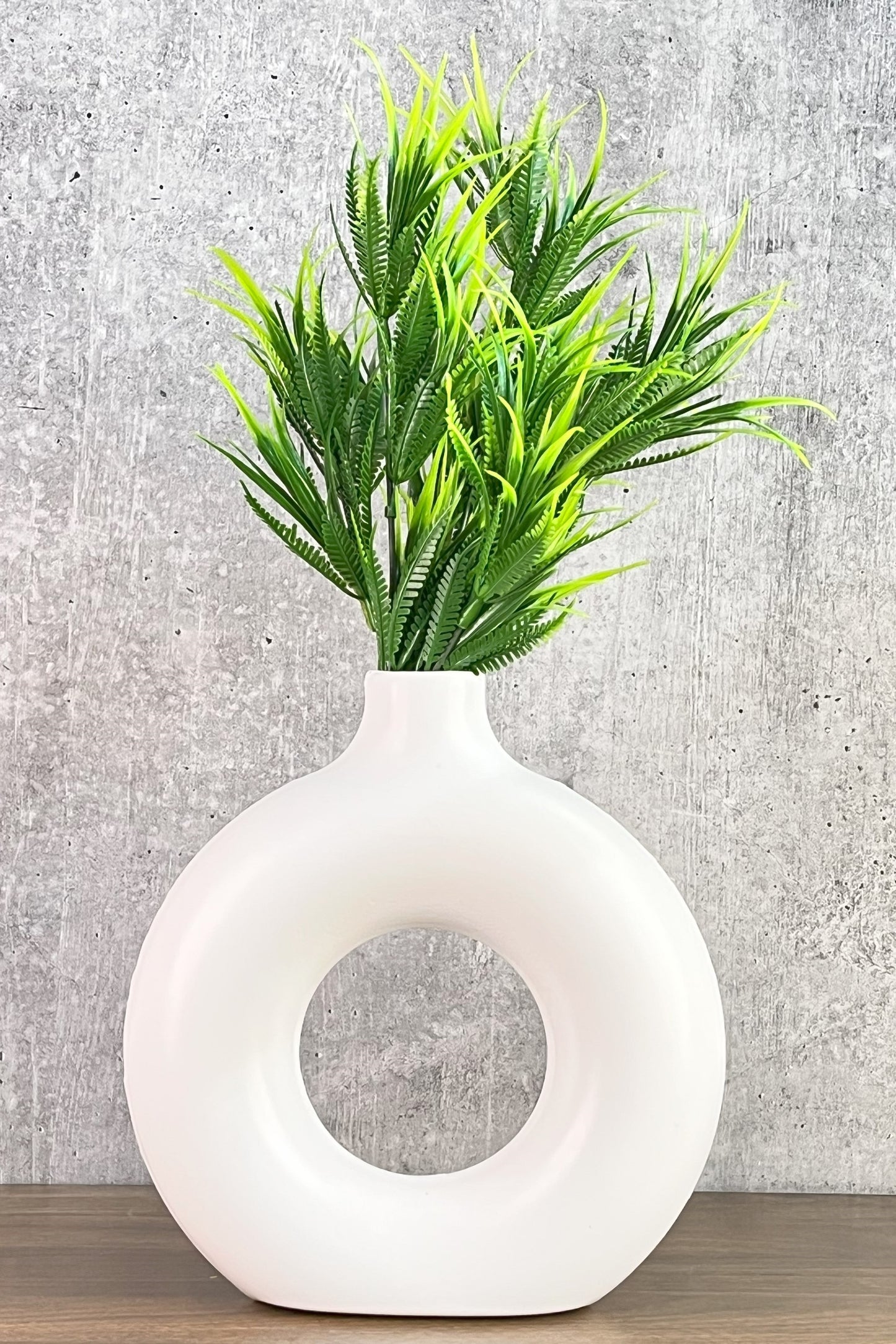 Akaar Artificial Fern Green Bunch with Donut Pot for House decor