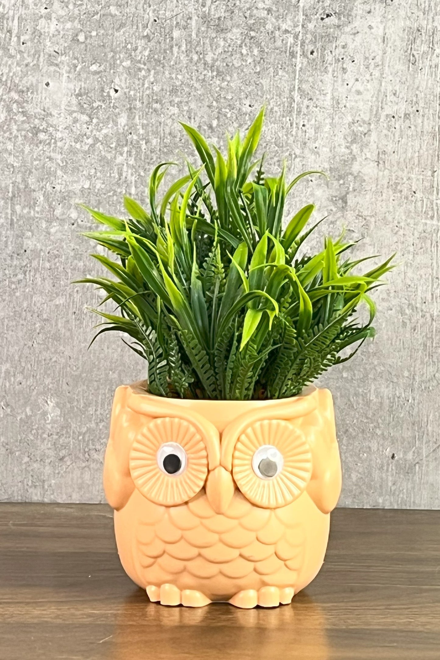 Akaar Artificial Green Fern Plant in Owl Pot as table showpiece
