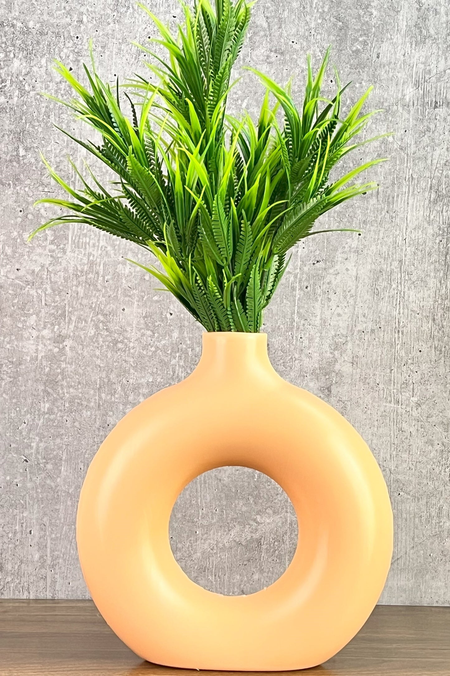 Akaar Artificial Fern Green Bunch with Donut Pot for House decor