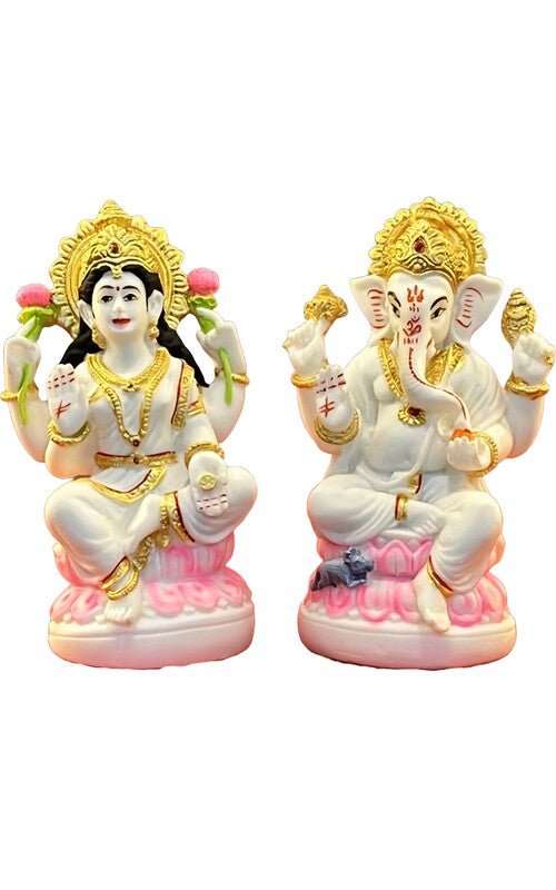 Akaar Ganesh Laxmi Idol for Diwali Pooja in Marble Dust
