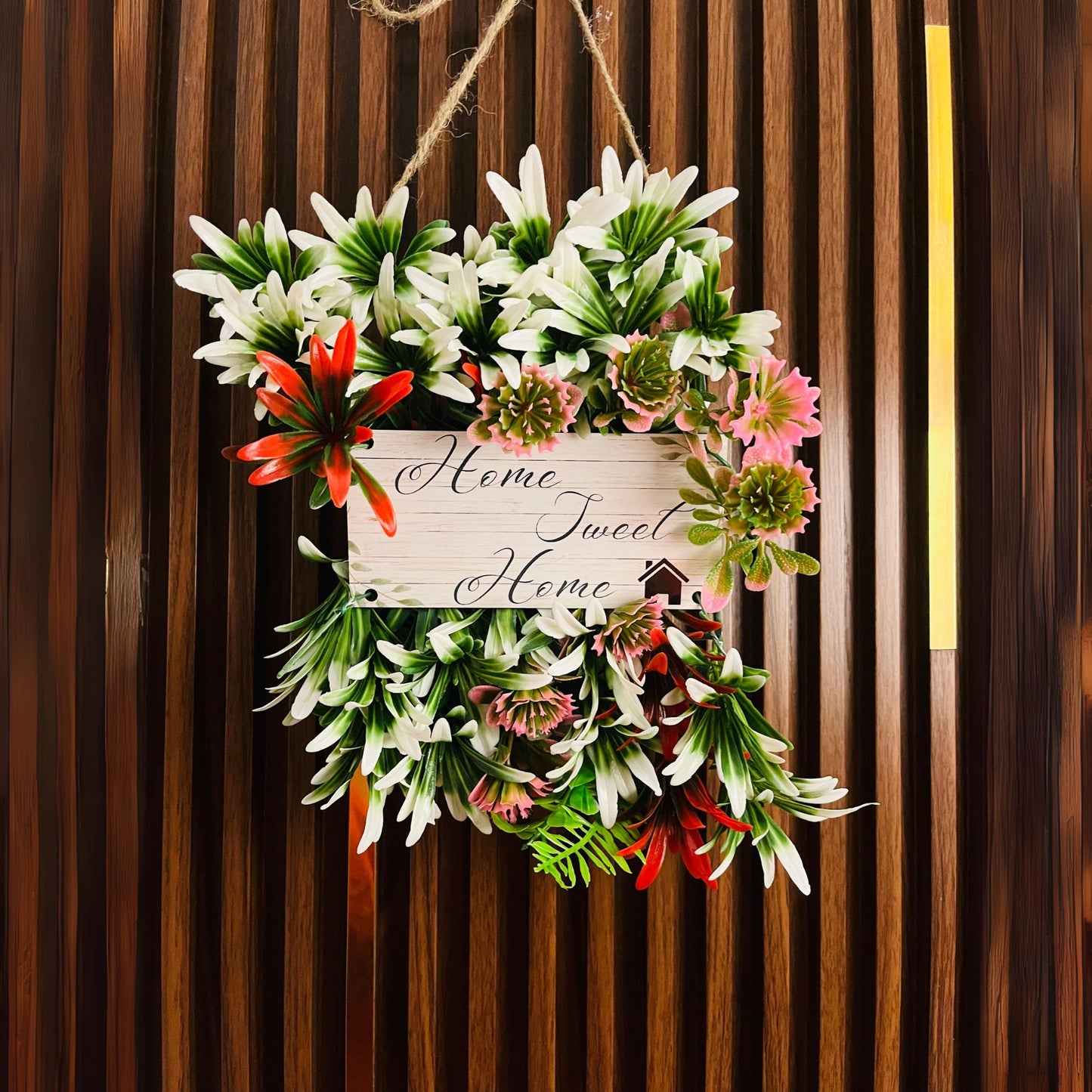 Akaar Decor's Artificial Foliage Home Sweet Home Wall Hanging for Front Door