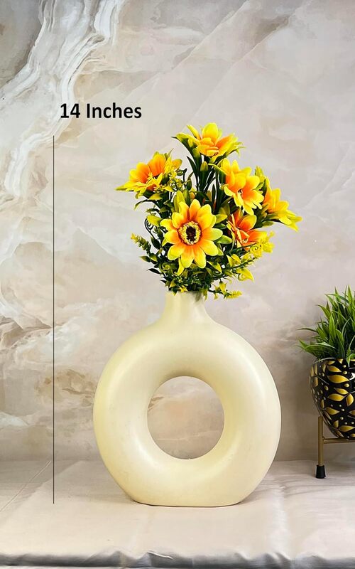 Akaar Decor Sunflower Bunch with Donut Pot