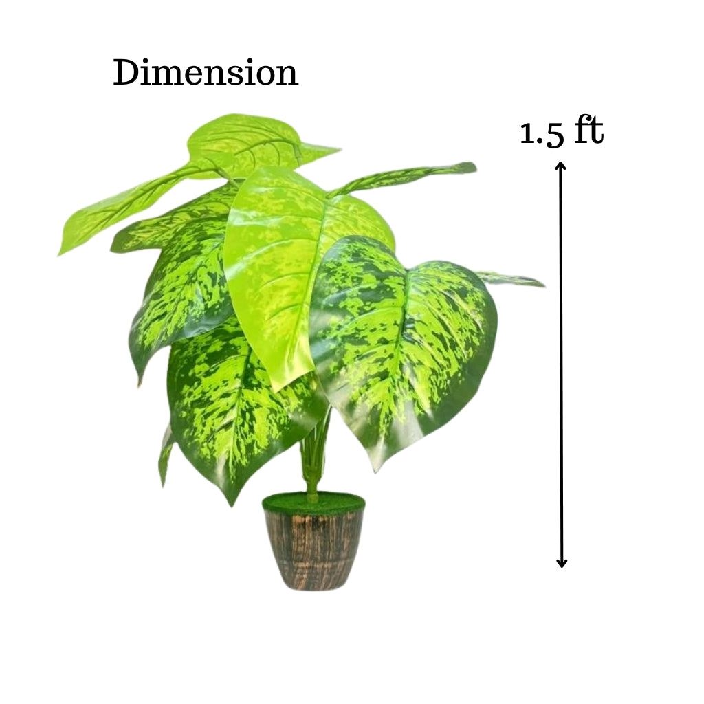 Akaar Decor's Artificial Plants for Home Decoration : 12 Branch Plant with Pot (Money Plant)