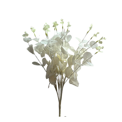 Artificial Eucalyptus Flower Bunch Fake Bunch Decor (Without Vase Pot)- Pack of 1 Bunch (Pure)