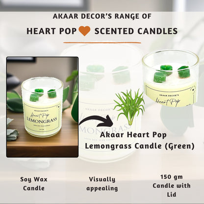 Akaar Decor Range of Colorful Heart-Pop Scented Candles for Home Decor- Green Lemongrass