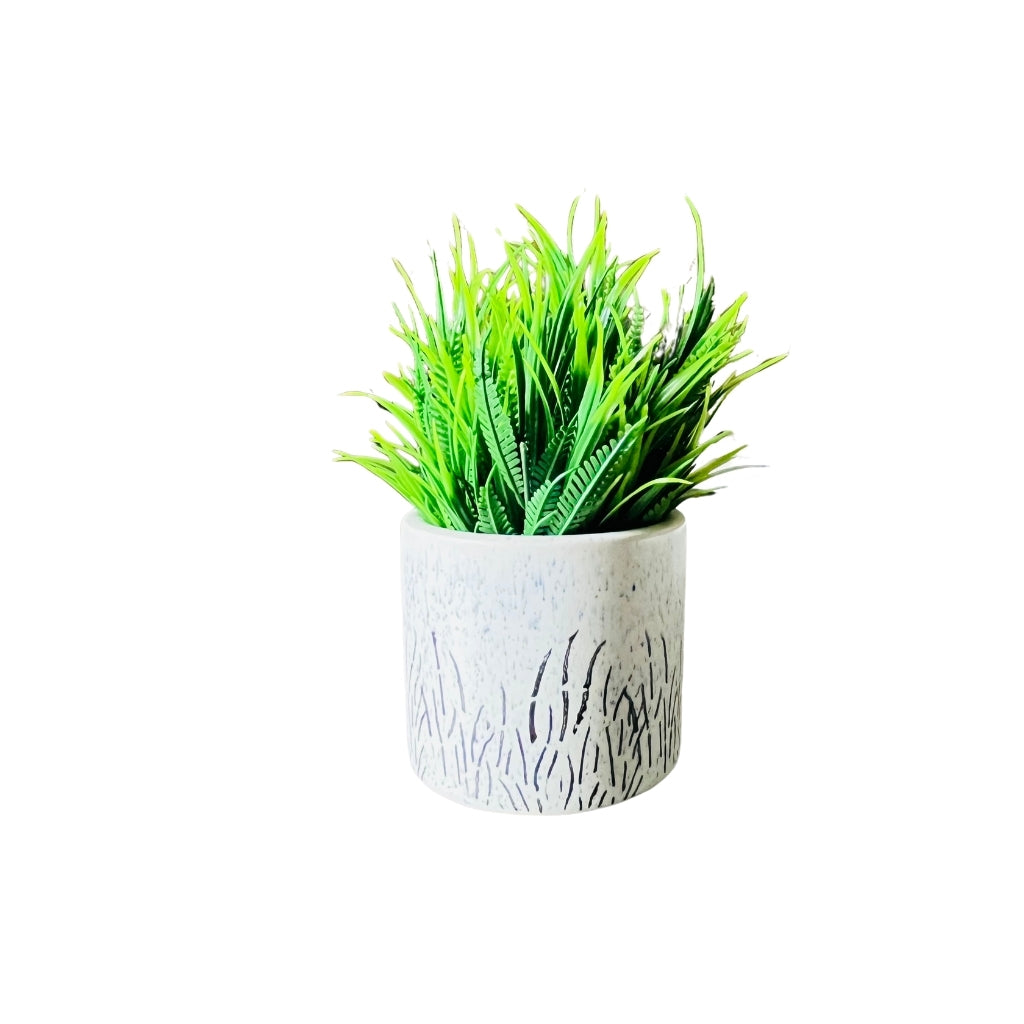 Akaar Artificial Plants for Decoration - White Ceramic Pot with Fern