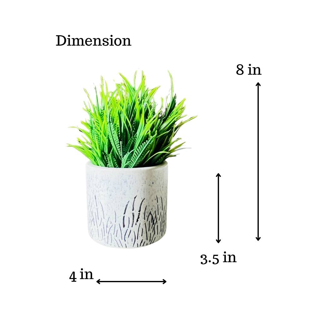 Akaar Artificial Plants for Decoration - White Ceramic Pot with Fern