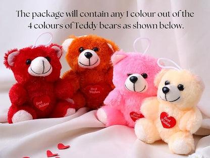 Akaar Valentine Day Gift - Girlfriend,Wife,Husband,Boyfriend- Teddy Bear, Jute Rose, Love Keychain, Heart Necklace, Rose Scented Jar Candle