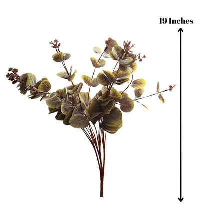 Artificial Eucalyptus Flower Bunch Fake Bunch Decor (Without Vase Pot)- Pack of 1 Bunch (Dry)