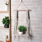 Indoor Boho Macrame Beaded Hanging Wall Shelf with Wooden Dowel Hand Woven Bohemian Decor